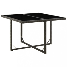  fekete polyrattan és üveg kerti asztal 109 x 107 x 74 cm kerti bútor