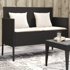  fekete polyrattan kerti pad párnával kerti bútor