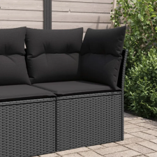  Fekete polyrattan kerti sarokkanapé párnával kerti bútor