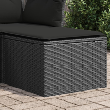Fekete polyrattan kerti szék párnával 55 x 55 x 37 cm kerti bútor