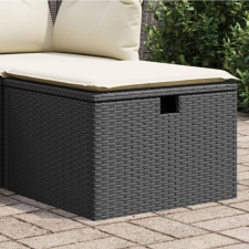  Fekete polyrattan kerti szék párnával 55 x 55 x 37 cm kerti bútor