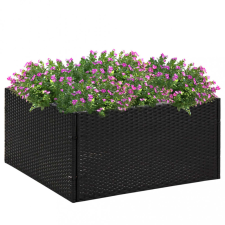 Fekete polyrattan kerti ültetőláda 80 x 80 x 40 cm kerti tárolás