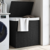  Fekete polyrattan szennyeskosár 2 rekesszel 53x33x57 cm