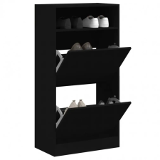  Fekete szerelt fa cipőszekrény 60x34x116 cm bútor