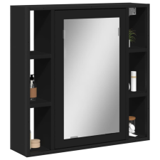 Fekete szerelt fa fürdőszobai tükör 60 x 16 x 60 cm fürdőszoba bútor
