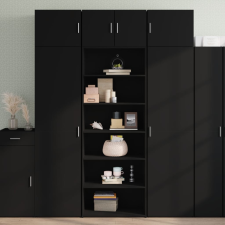  Fekete szerelt fa magasszekrény 70 x 41 x 185 cm bútor
