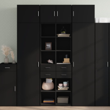  Fekete szerelt fa magasszekrény 70 x 42,5 x 185 cm bútor