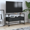  Fekete szerelt fa TV-szekrény üveglappal 80 x 35 x 51 cm