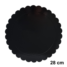 Fekete színű kör alakú fodros karton tortaalátét – 28 cm konyhai eszköz