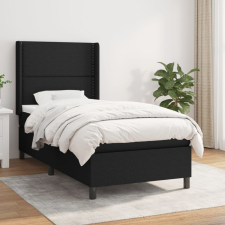  Fekete szövet rugós ágy matraccal 90x200 cm ágy és ágykellék