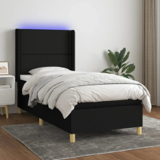  fekete szövet rugós és LED-es ágy matraccal 100x200 cm ágy és ágykellék