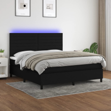 fekete szövet rugós és LED-es ágy matraccal 180 x 200 cm ágy és ágykellék