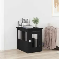  Fekete tölgyfa kutyaketrec bútor 45 x 62 x 59 cm szállítóbox, fekhely kutyáknak