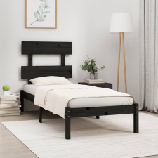 fekete tömör fa ágykeret 100 x 200 cm ágy és ágykellék