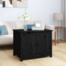  fekete tömör fenyőfa dohányzóasztal 71 x 49 x 55 cm bútor