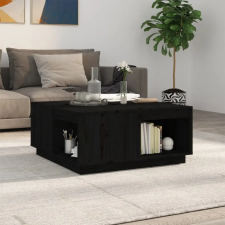  fekete tömör fenyőfa dohányzóasztal 80x81x36,5 cm bútor