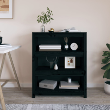 fekete tömör fenyőfa könyvszekrény 80x35x97 cm bútor