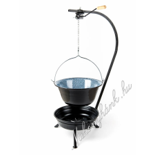  Fekete Tűzteres állvány+13 literes zománcos bogrács szett(2részes) kerti sütés és főzés