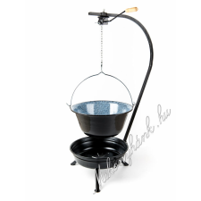  Fekete Tűzteres állvány+16 literes zománcos bogrács szett(2részes) konyhai eszköz