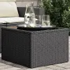  Fekete üveglapú kerti asztal 55 x 55 x 37 cm polyrattan