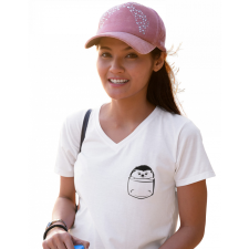  Fekete vonalas zseb állatok - Női V Nyakú Póló női póló