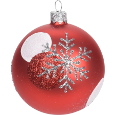  Felakasztható karácsonyfa gömbdísz 6 cm piros - ezüst négy kivitelben karácsonyfadísz
