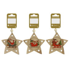  Felakasztható, mintás csillag 8 cm natúr/színes karácsonyfadísz