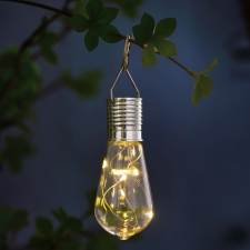 Felakasztható szolár lámpa - izzó - 4 melegfehér LED - 4,7 x 11 cm kültéri világítás