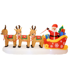  Felfújható mikulás rénszarvas kültéri karácsonyi dekoráció 144x91x390cm karácsonyi dekoráció