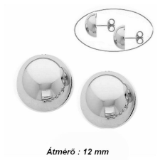 Félgömb lencse fülbevaló 12 mm, ezüst ékszer fülbevaló