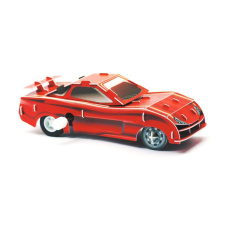 Felhúzható 3D puzzle - piros versenyautó puzzle, kirakós