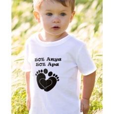  Feliratos gyerek póló - 50% anya 50% apa