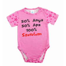 Feliratos rövid ujjú baba body kombidressz, body
