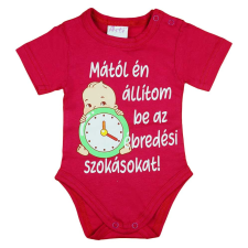 Feliratos rövid ujjú kislány baba body pink kombidressz, body