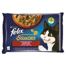Félix Felix Sensations 4x85g Pulykával,Bacon ízű szószban/Báránnyal,Vad ízű szószban macskaeledel