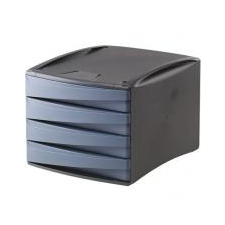 FELLOWES 4 fiókos irattároló, műanyag, FELLOWES Green2Desk, kék irattálca