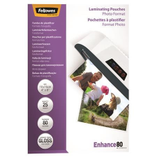 FELLOWES Meleglamináló fólia, 100x150 mm, 80 mikron fényes, 25 db (5440602) lamináló fólia