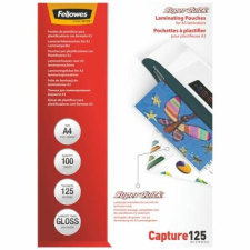 FELLOWES Meleglamináló fólia, 125 mikron, A4, SuperQuick, fényes, 100 db, FELLOWES lamináló fólia