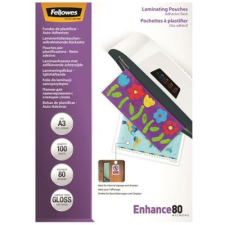 FELLOWES Meleglamináló fólia, 80 mikron, A3, fényes, öntapadó, 100 db, FELLOWES lamináló fólia
