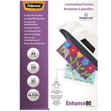 FELLOWES Meleglamináló fólia, 80 mikron, A4, fényes, 100 db, FELLOWES lamináló fólia