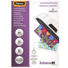 FELLOWES Meleglamináló fólia, 80 mikron, A4, fényes, 25 db, FELLOWES lamináló fólia