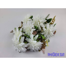  Féloldalas 9 ágú dália selyemvirág csokor 47cm - Törtfehér dekorációs kellék