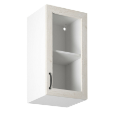  Felsőszekrény üveggel, fehér/sosna északi, jobbos, ROYAL G40S bútor