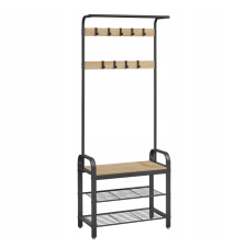 Fém előszobafal PURE 183 cm, fekete/dub sonoma bútor