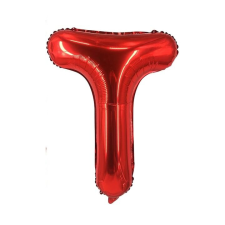  Fém fólia lufi S DEPOT®, T betű, piros, 40 cm party kellék