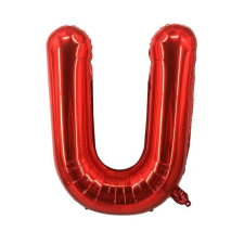 Fém fólia lufi S DEPOT®, U betű, piros, 40 cm party kellék