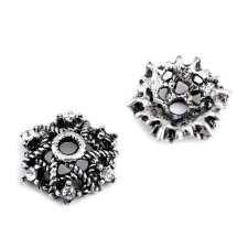  Fém gyöngykupak csiszolt kövekkel, átmérő 11 mm dekorációs kellék