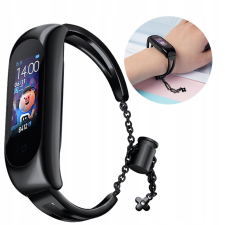 Fém Karkötőszíj Xiaomi Mi Bandhoz 6/5/4/3 Fekete okosóra kellék