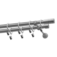 Fém karnis garnitúra Zylinder 2 soros 19mm nickel 200cm karnis, függönyrúd