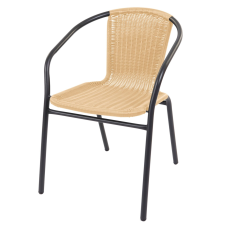 Fém kerti szék rattan szövésű szék Linder Exclusiv MC4606 - szürke/bézs kerti bútor